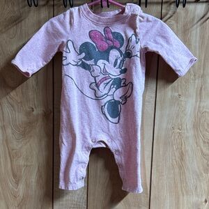 Disney Pink Minnie Mouse Long-Sleeve Baby One-Piece